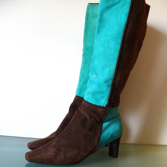 70s Disco VTG Suede Bob Mackie color block boots Cher 8 hippie boho y2k 80s 90s - Picture 7 of 10